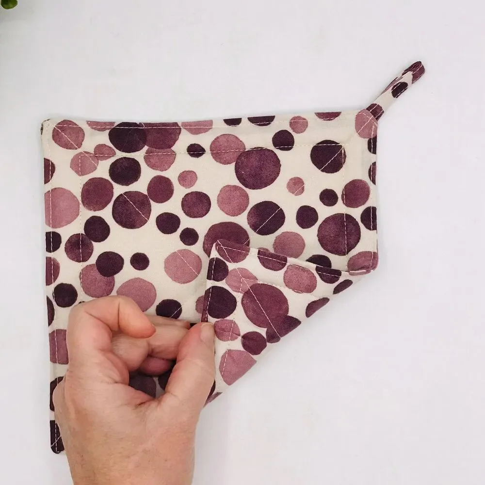 2 Square Potholders, Faded Purple Dots 2 Piece Set, 7x7 Inches